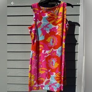 Jude Connally Multicolor Floral Shift Dress — Pink, Orange, Yellow, Light Blue